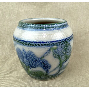 Handmade Studio Art Salt Glaze Stoneware Pottery Blue and Green